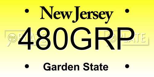 480GRP New Jersey License Plate