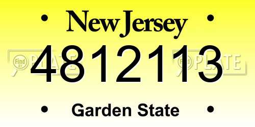 4812113 New Jersey License Plate