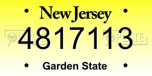 4817113 New Jersey License Plate