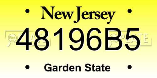 48196B5 New Jersey License Plate