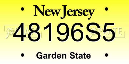 48196S5 New Jersey License Plate