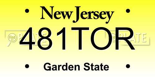 481TOR New Jersey License Plate