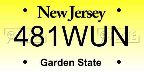 481WUN New Jersey License Plate