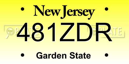 481ZDR New Jersey License Plate