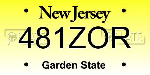 481ZOR New Jersey License Plate