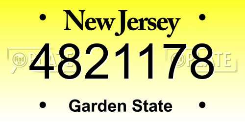 4821178 New Jersey License Plate