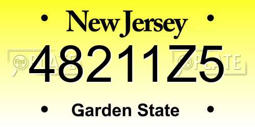 48211Z5 New Jersey License Plate