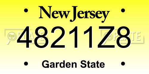 48211Z8 New Jersey License Plate