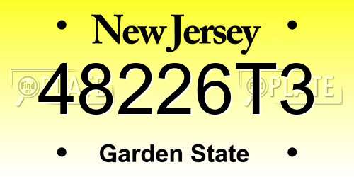 48226T3 New Jersey License Plate