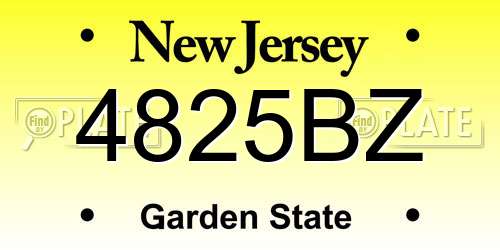 4825BZ New Jersey License Plate