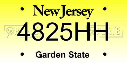 4825HH New Jersey License Plate