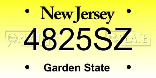 4825SZ New Jersey License Plate