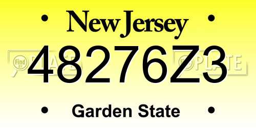 48276Z3 New Jersey License Plate