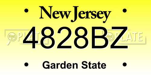 4828BZ New Jersey License Plate