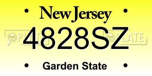 4828SZ New Jersey License Plate