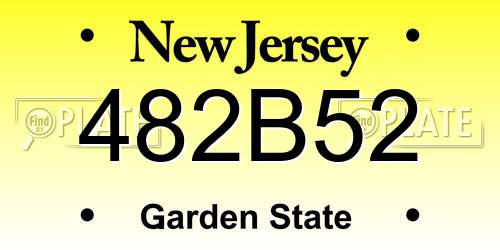 482B52 New Jersey License Plate