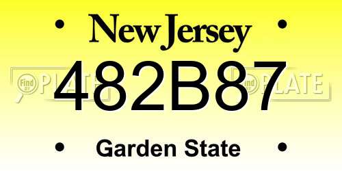 482B87 New Jersey License Plate