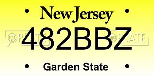 482BBZ New Jersey License Plate