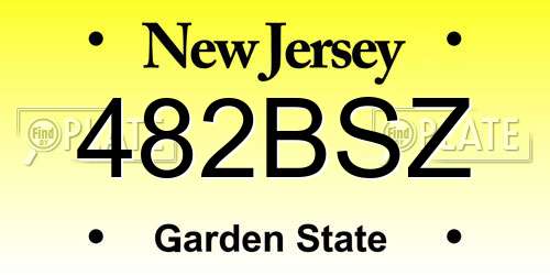 482BSZ New Jersey License Plate