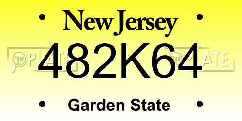 482K64 New Jersey License Plate
