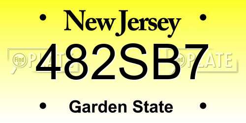 482SB7 New Jersey License Plate