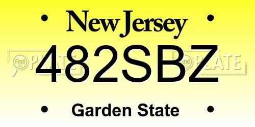 482SBZ New Jersey License Plate