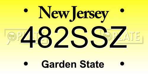 482SSZ New Jersey License Plate