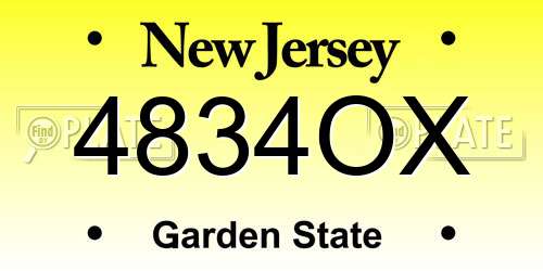4834OX New Jersey License Plate