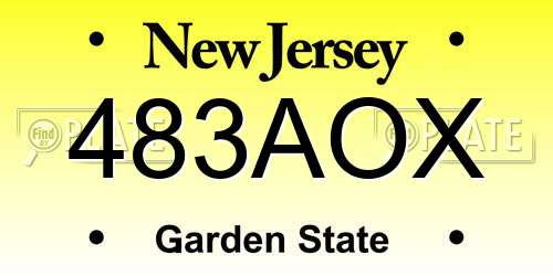 483AOX New Jersey License Plate