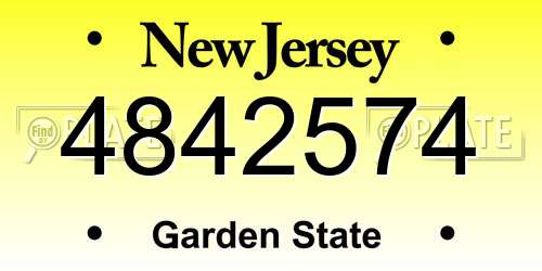 4842574 New Jersey License Plate