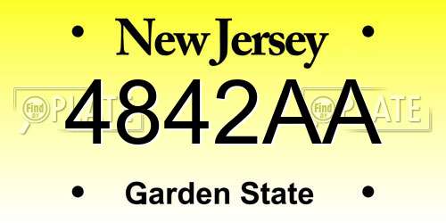 4842AA New Jersey License Plate