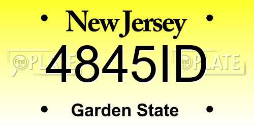 4845ID New Jersey License Plate