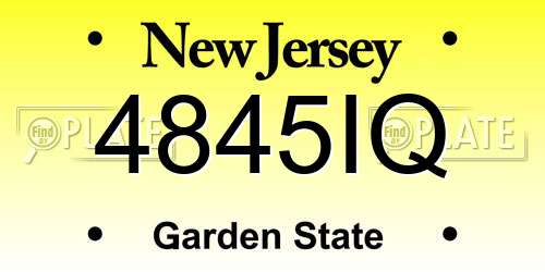 4845IQ New Jersey License Plate