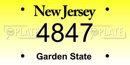 4847 New Jersey License Plate