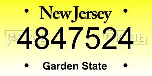 4847524 New Jersey License Plate