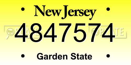 4847574 New Jersey License Plate