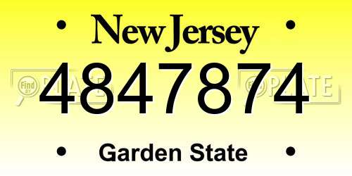 4847874 New Jersey License Plate