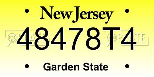 48478T4 New Jersey License Plate