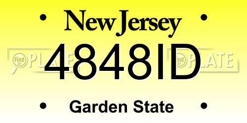 4848ID New Jersey License Plate