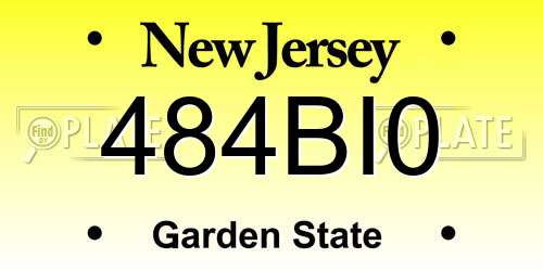 484BI0 New Jersey License Plate