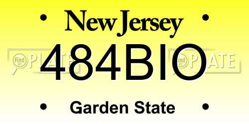 484BIO New Jersey License Plate