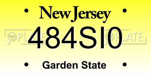 484SI0 New Jersey License Plate