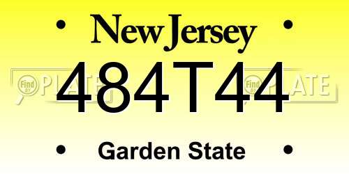 484T44 New Jersey License Plate