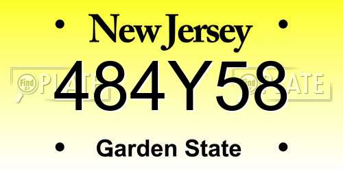 484Y58 New Jersey License Plate