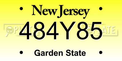 484Y85 New Jersey License Plate