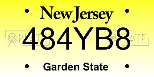 484YB8 New Jersey License Plate
