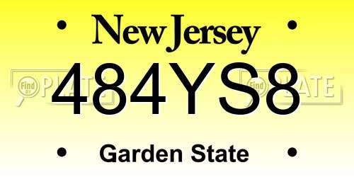 484YS8 New Jersey License Plate