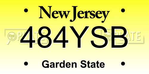 484YSB New Jersey License Plate