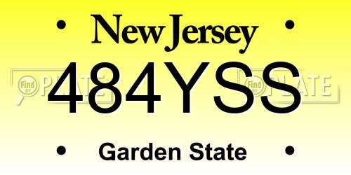 484YSS New Jersey License Plate