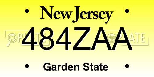 484ZAA New Jersey License Plate